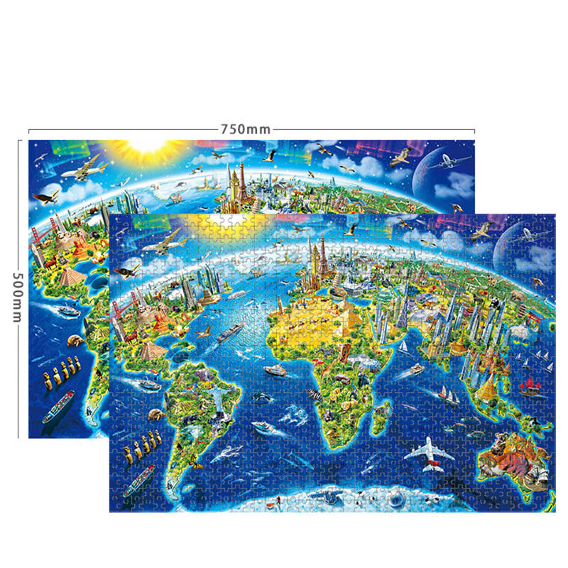 Wholesale ODM OEM laser cutting puzzle toy Scenery Cardboard 500 1000 Pieces Puzzle Jigsaw Puzzle